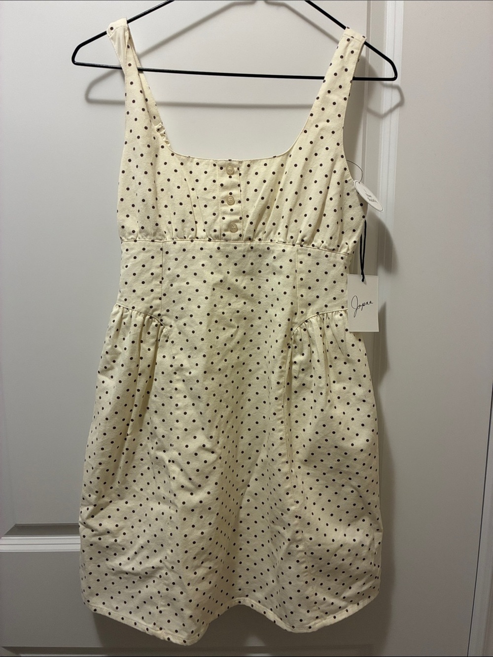 Japna Cream Polka Dot Mini Dress women XS cotton polyester